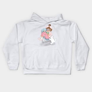 A Cute Little Girl Reading A Book Kids Hoodie